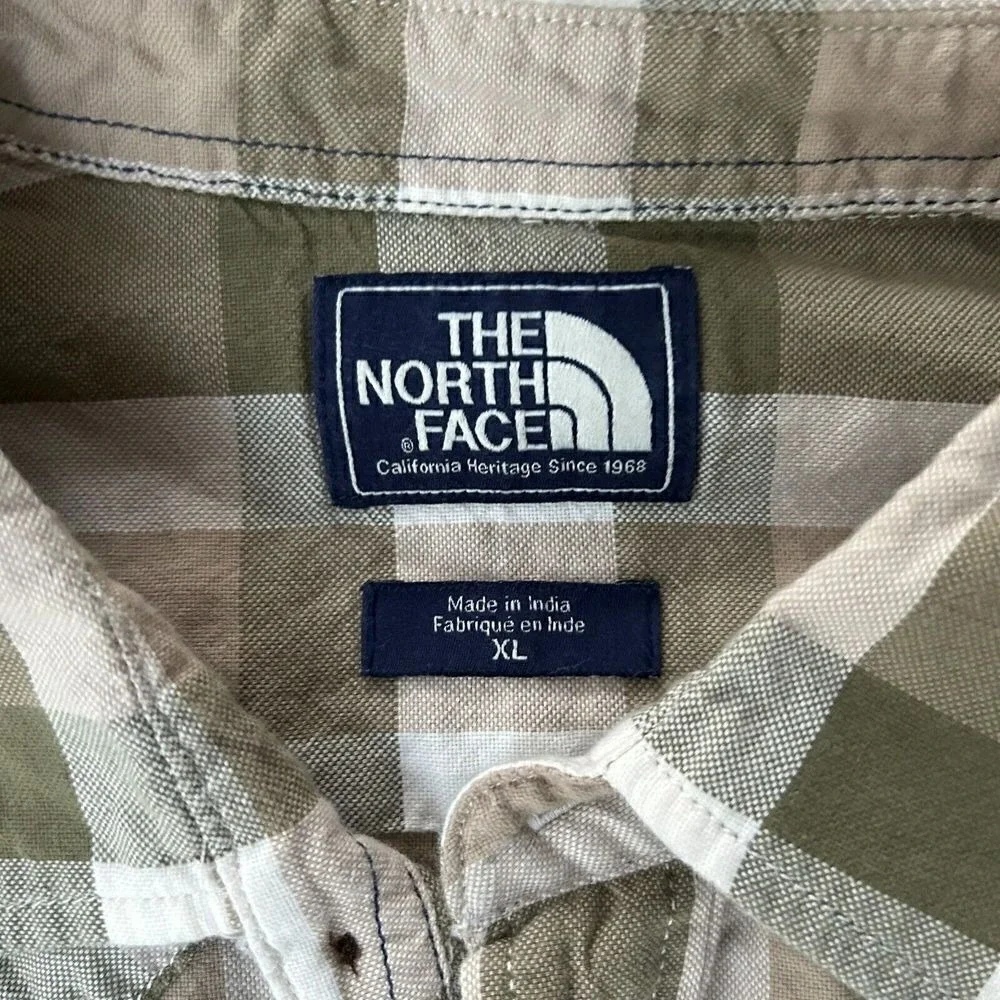 The North Face Men's Short Sleeve Button Down Striped Plaid Shirt Sz‎ XL Cotton